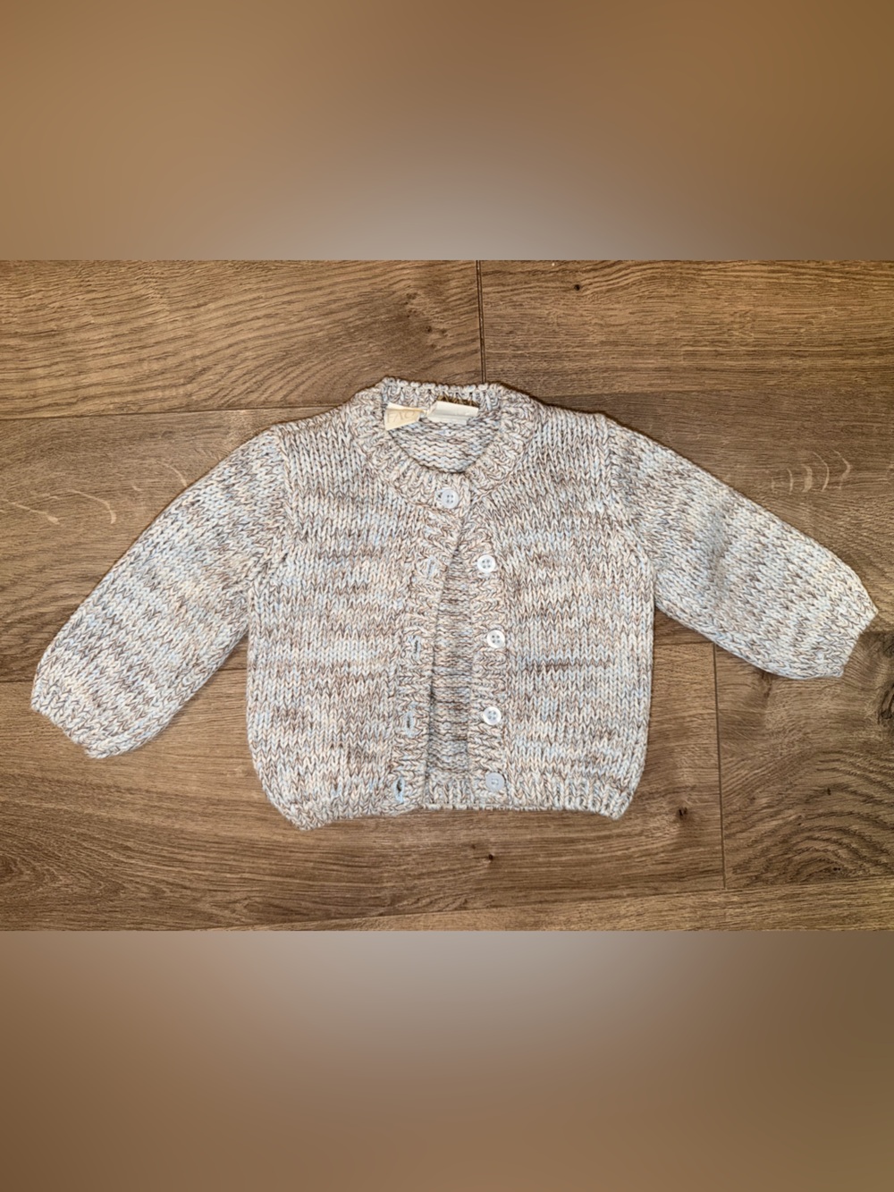 F.A.O baby blue & Brown Marled Knit Cardigan for Kids